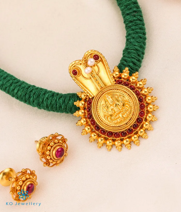 Silversmith Necklaces The Vijeta Silver Kodava Thread Necklace Green