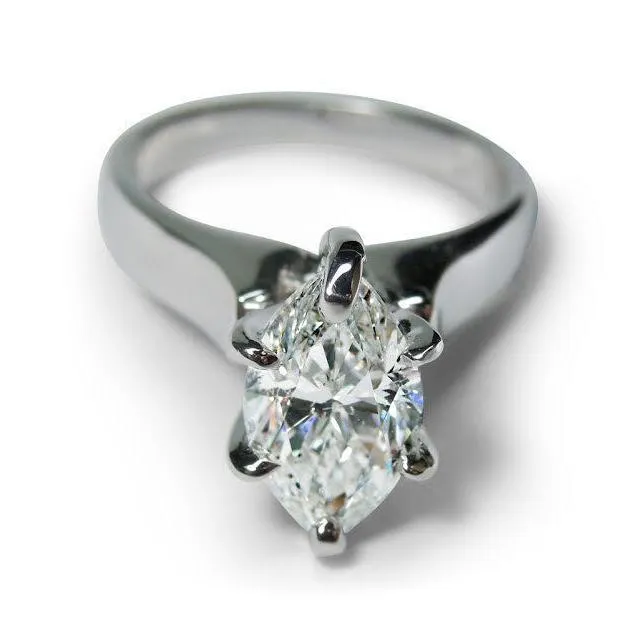 Solitaire Natural Earth Mined Diamond Ring White Gold 14K 2 Carats Marquise Cut GB Rings Solitaire Natural Earth Mined Diamond Ring White Gold 14K 2 Carats Marquise Cut GB Rings