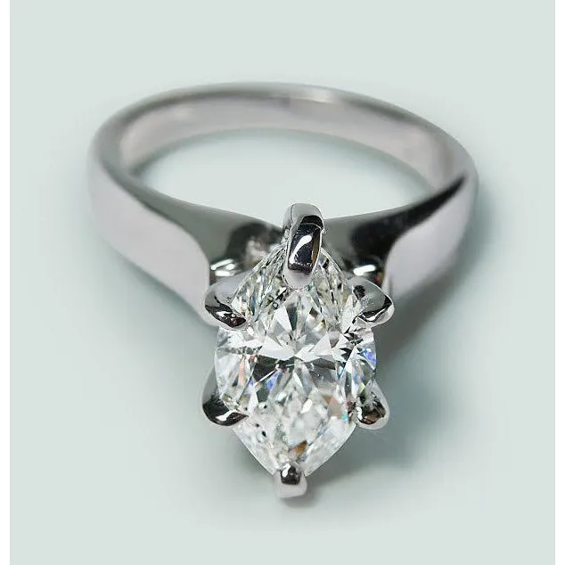 Solitaire Natural Earth Mined Diamond Ring White Gold 14K 2 Carats Marquise Cut GB Rings Solitaire Natural Earth Mined Diamond Ring White Gold 14K 2 Carats Marquise Cut GB Rings