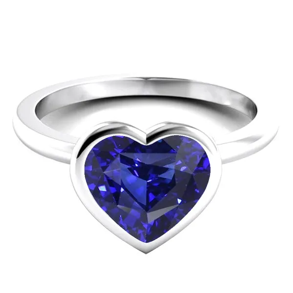 Solitaire Ring Heart Bezel Set Sri Lankan Sapphire 2 Carats Gold HarryChadEntcom Rings Solitaire Ring Heart Bezel Set Sri Lankan Sapphire 2 Carats Gold HarryChadEntcom Rings