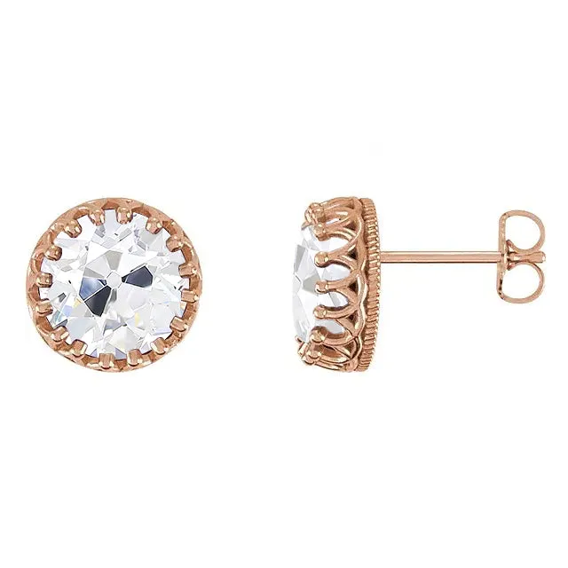 Solitaire Round Studs 4 Ct Old Cut Mined Diamond Earrings HarryChadEntcom Earrings