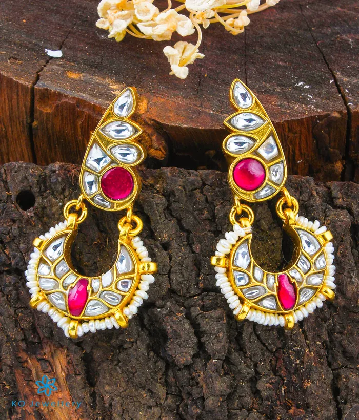 The Ada Silver Chand Bali Earrings kundan Earrings