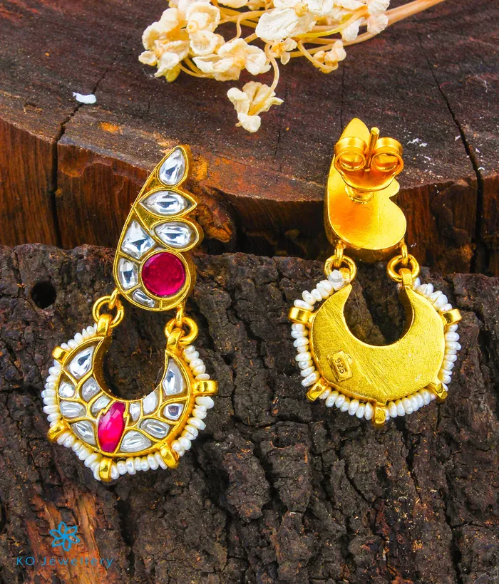 The Ada Silver Chand Bali Earrings kundan Earrings