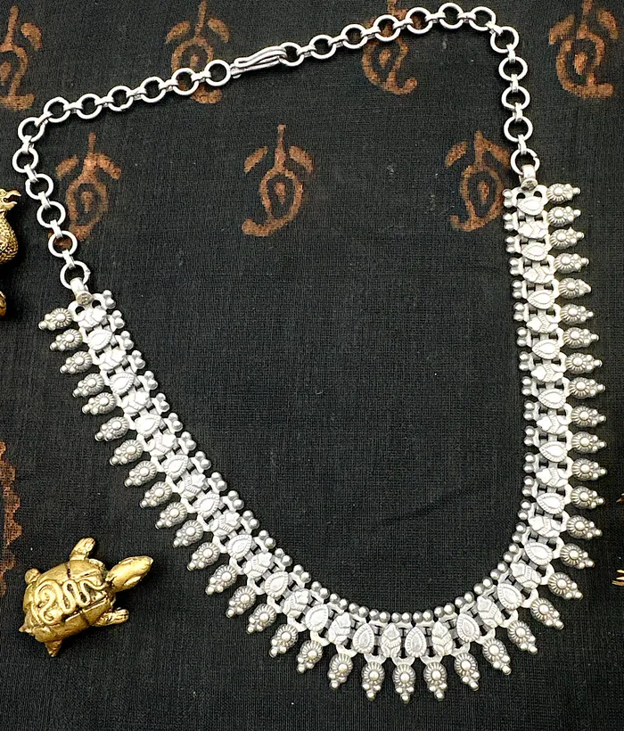 The Intricate Silver Antique Necklace Jaipur Necklaces