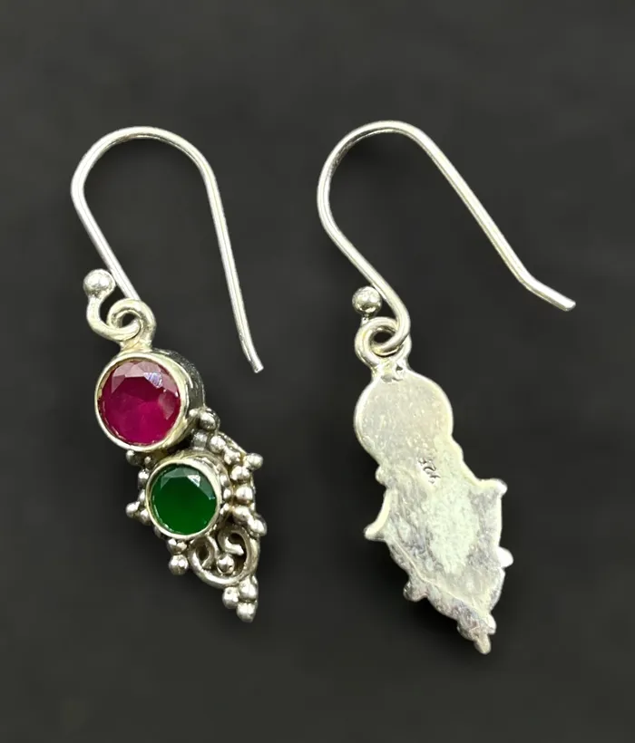 The Luna Silver Gemstone Earrings RedGreen Gemstone Earrings