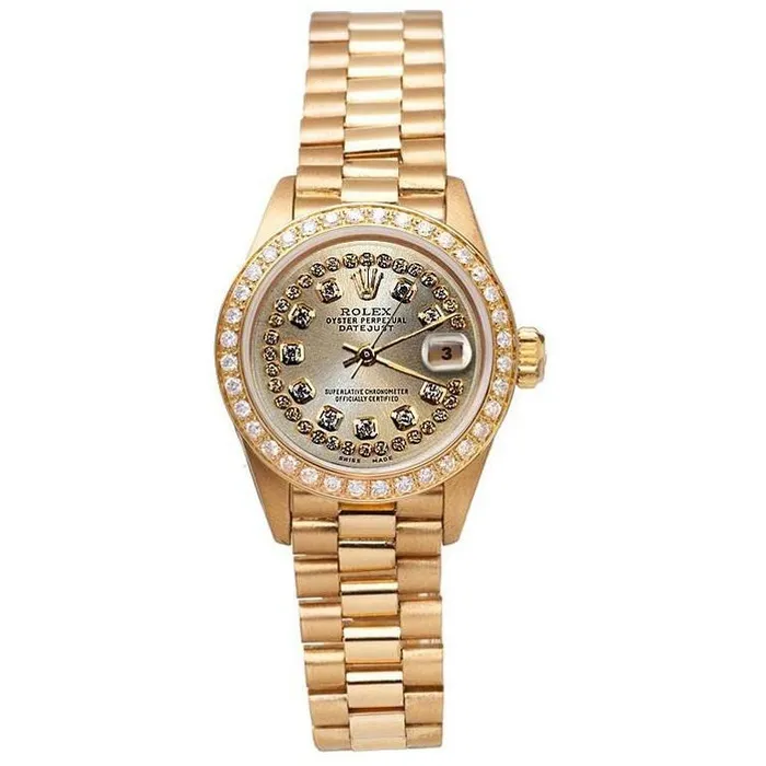 Watches GB Diamond Bezel Rolex Dj Model President Style Watch Double Row Dial Watches GB Diamond Bezel Rolex Dj Model President Style Watch Double Row Dial