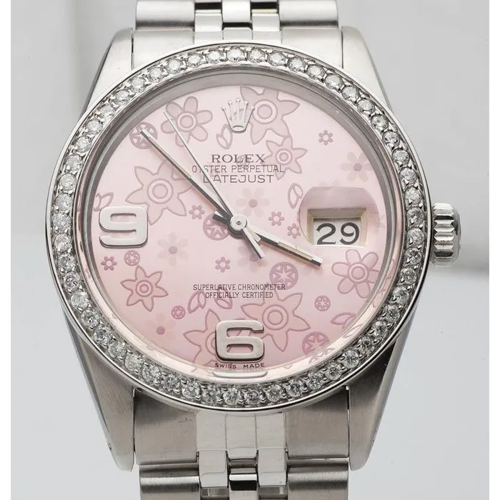 Watches GB Pink Flower Dial Rolex Watch Ss Jubilee Diamond Rolex Date Just QUICK SET