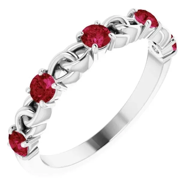 Wedding Band 1 Carat Burma Ruby 14K White Gold Jewelry GB Rings