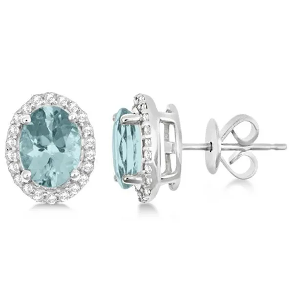White Gold Lady Stud Earrings 580 Ct Aquamarine And Natural Earth Mined Diamonds GB Earrings White Gold Lady Stud Earrings 580 Ct Aquamarine And Natural Earth Mined Diamonds GB Earrings