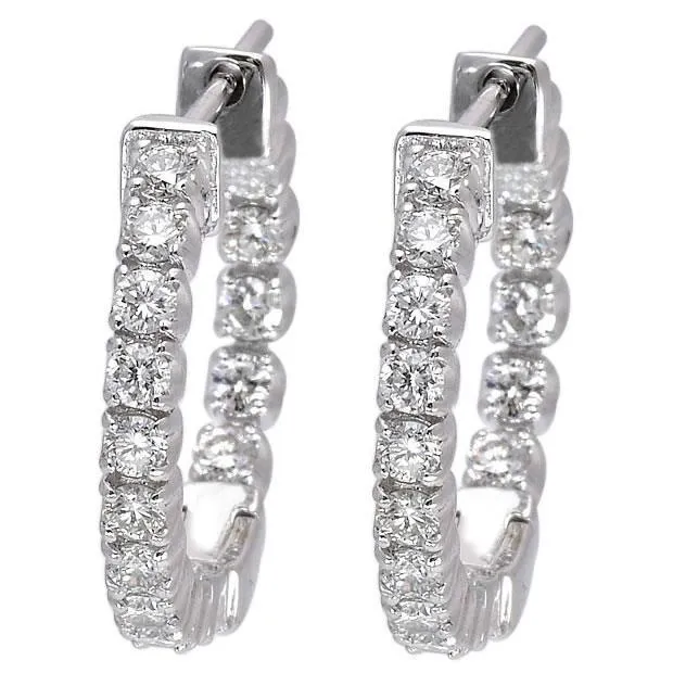 Women Hoop Earrings 480 Carats Round Cut Natural Earth Mined Diamonds 14K White Gold GB Earrings Women Hoop Earrings 480 Carats Round Cut Natural Earth Mined Diamonds 14K White Gold GB Earrings