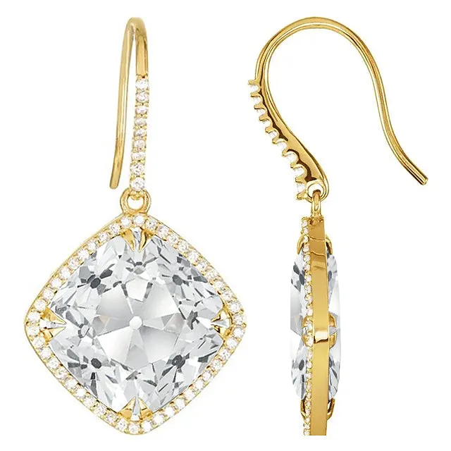 Yellow Gold Drop Earrings 1150 Ct Cushion Old Cut Mined Diamond HarryChadEntcom Earrings
